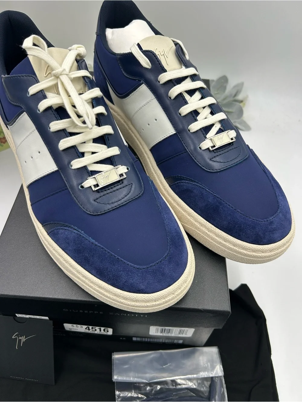 Men's Giuseppe Zanotti, GZ nitro, leather and suede sneakers size 46 made Italy